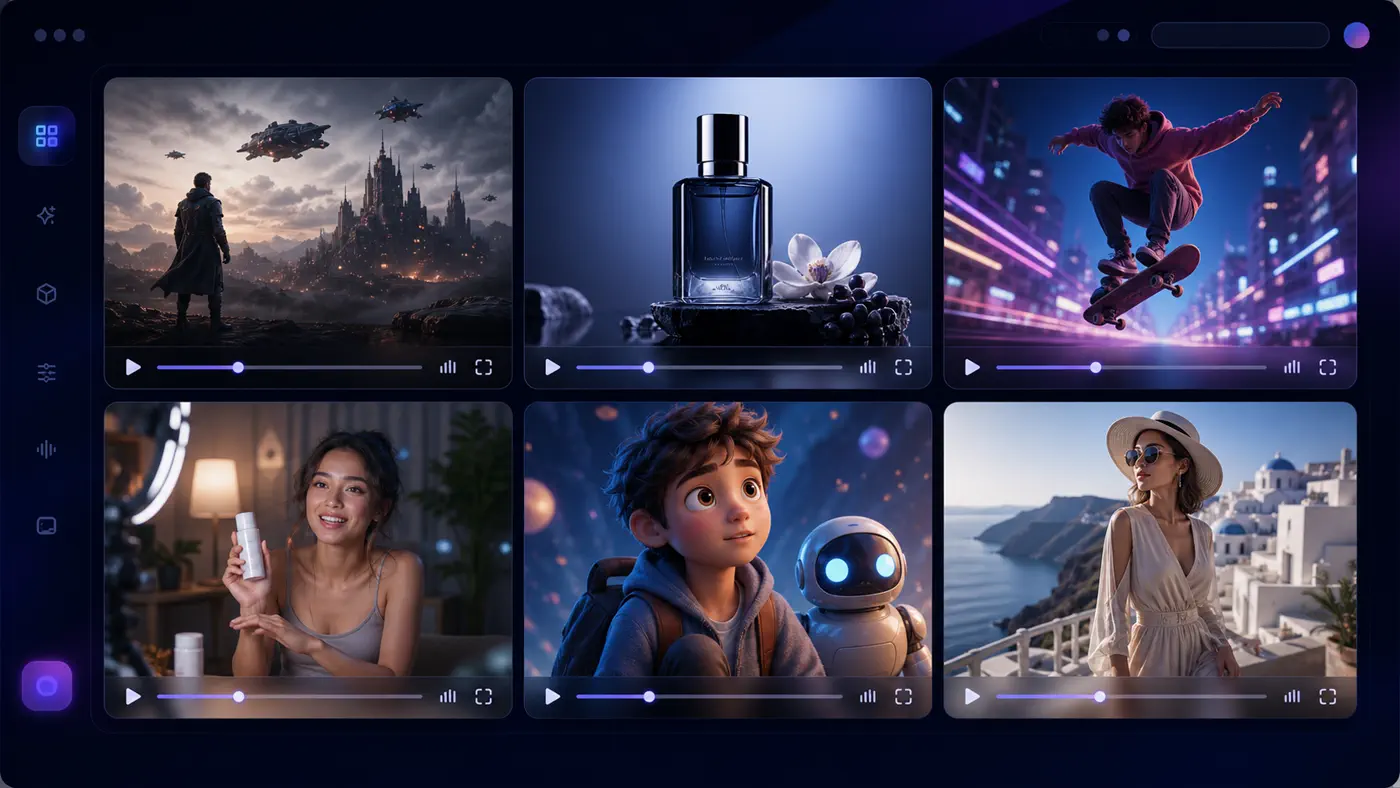 AI video prompt use cases across cinematic, product, social, character, and travel clips