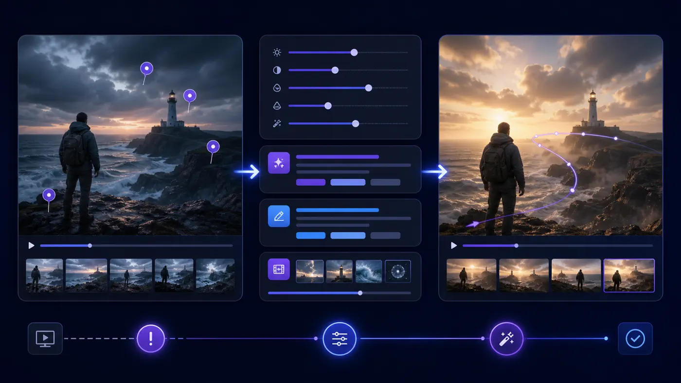 Before and after AI video prompt refinement workflow