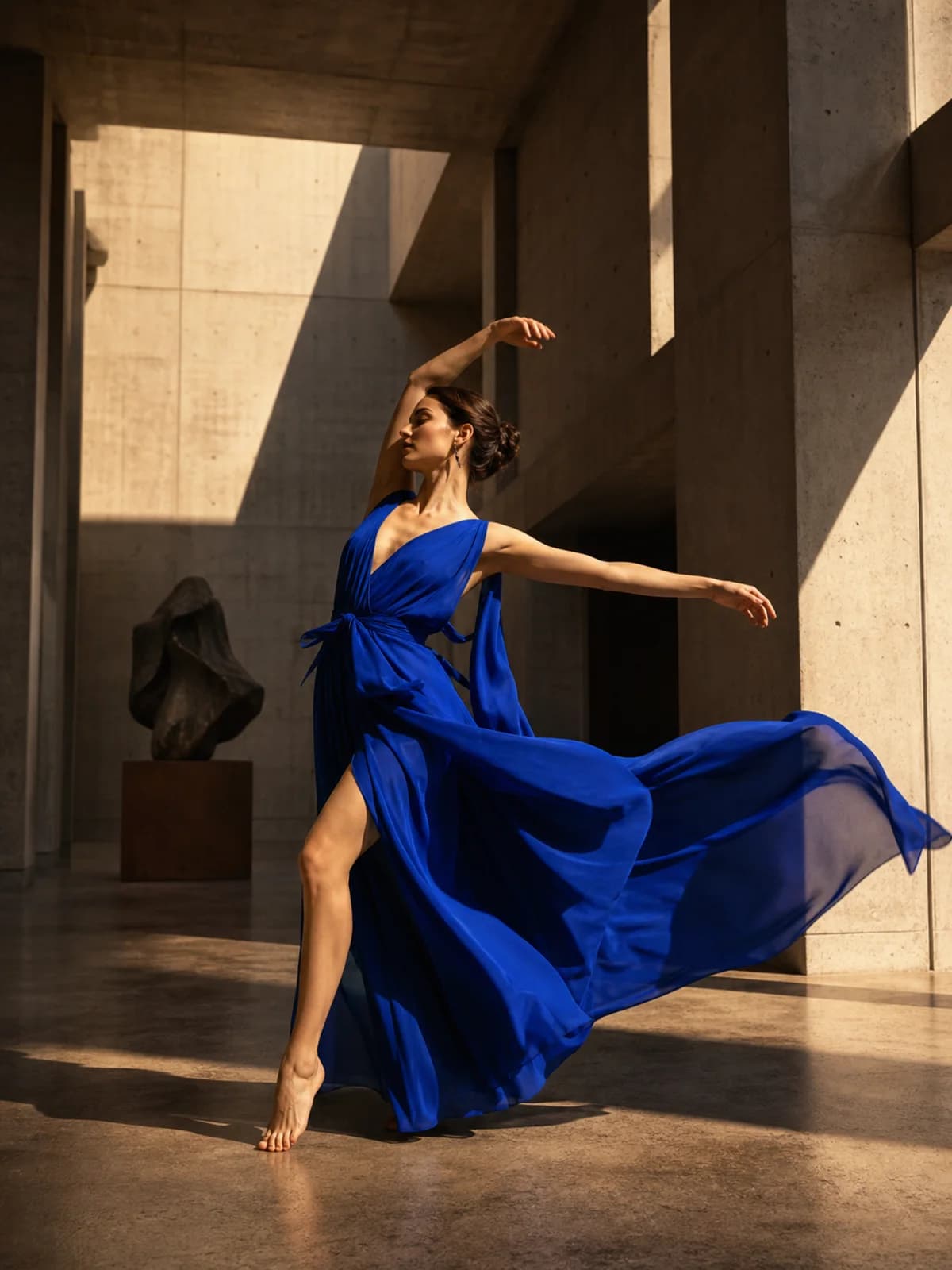 Image to video portrait animation example showing an AI-generated dancer in motion-ready framing.