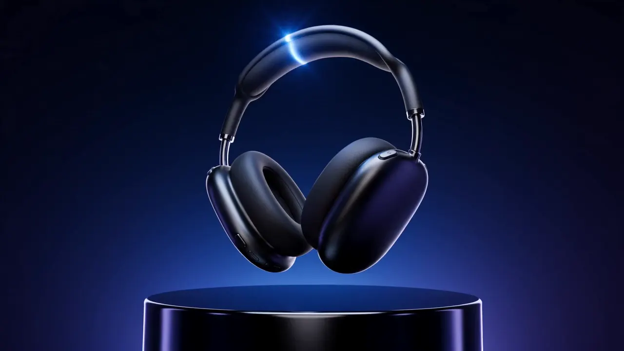 AI video generator product launch advertisement showing a premium device rotating in a studio