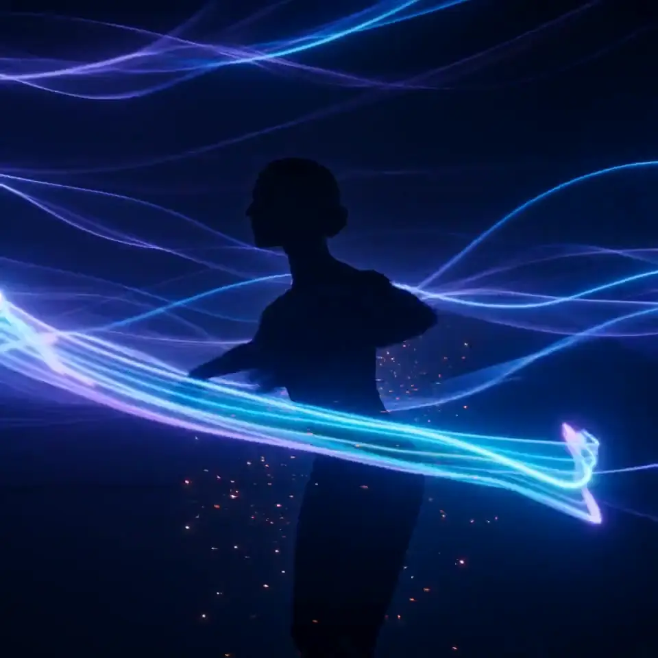 AI-generated dancer scene for music-driven visual storytelling
